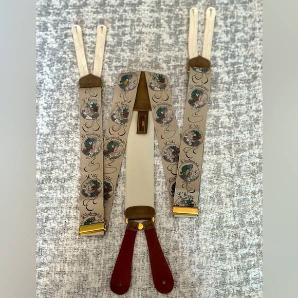 Vintage Limited Edition Trafalgar 100% Silk French Seasons Braces,  Gently Used - Picture 3 of 9